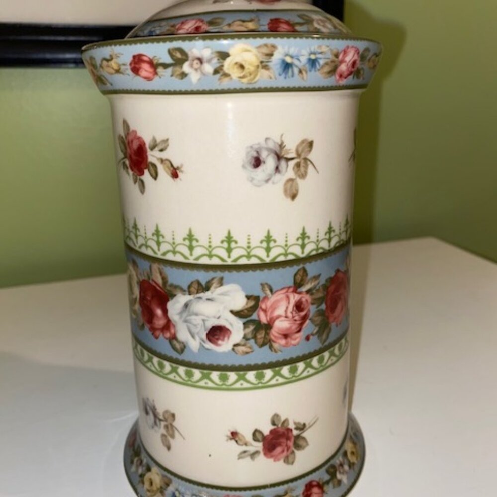 Brand New Porcelain Floral Design Jar with Lid
